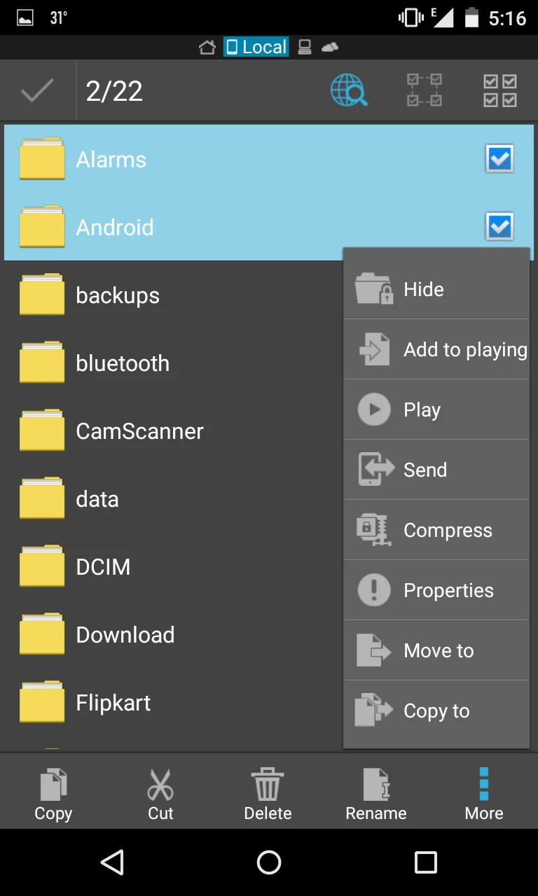 es file explorer UI one