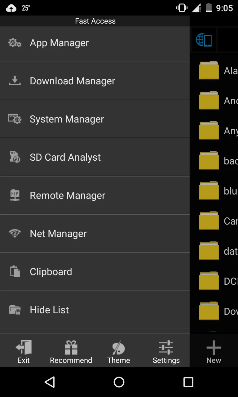 es file explorer sidebar
