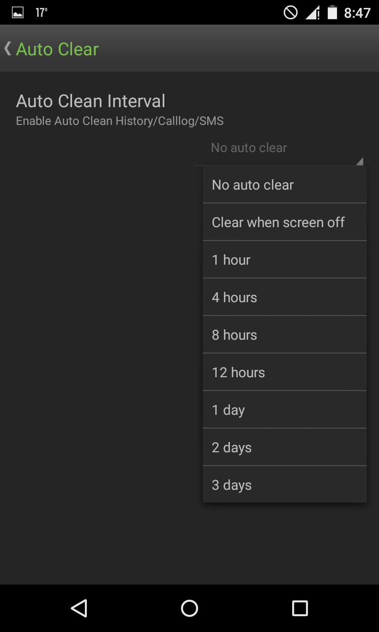 history eraser auto clean mode