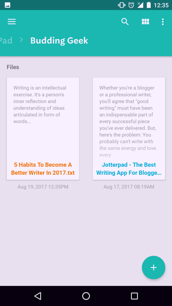 Jotterpad file management 1