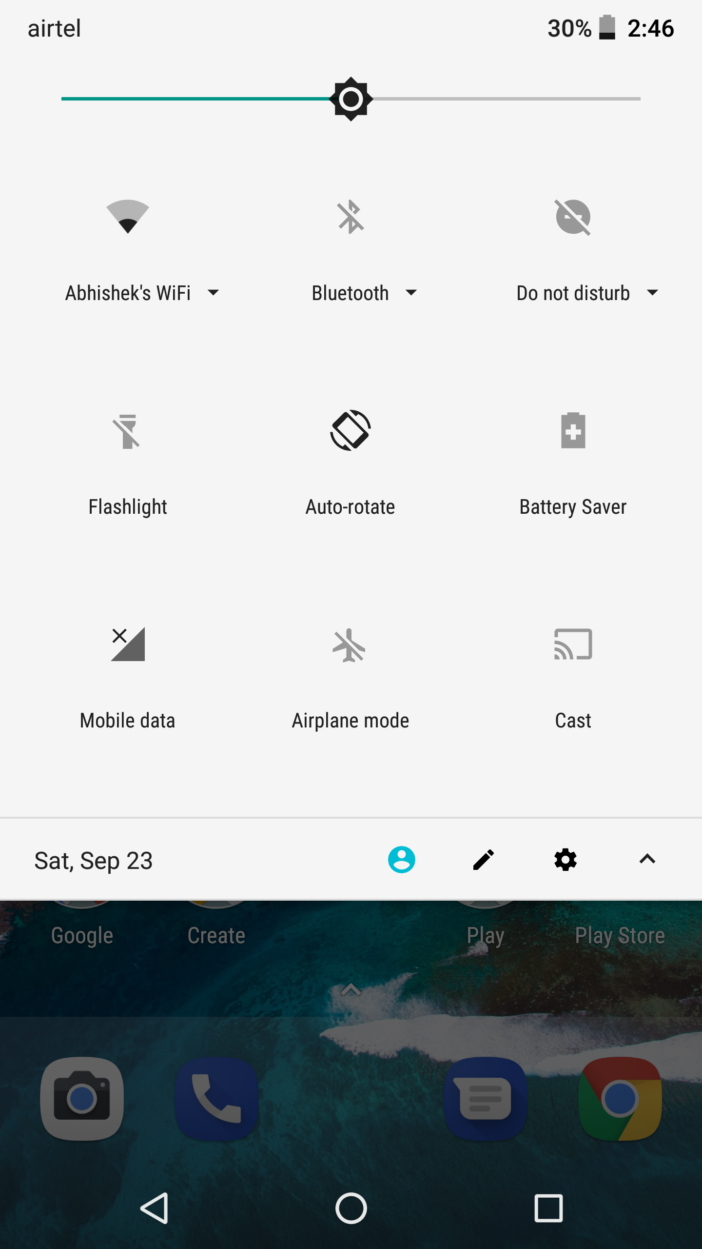 White Notification shade pull down