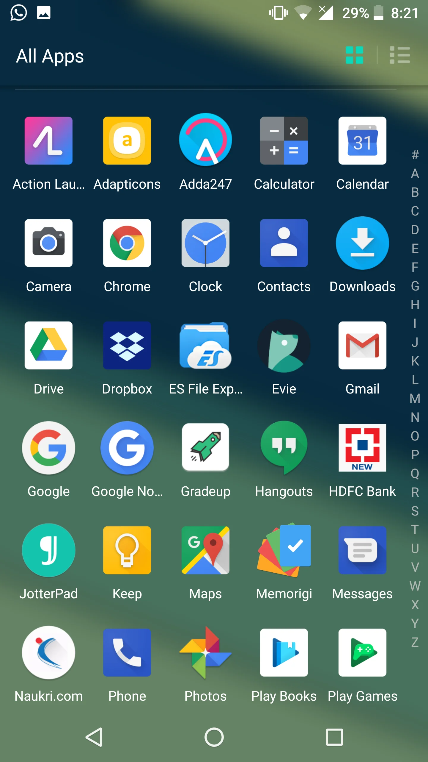 Evie Launcher App drawer