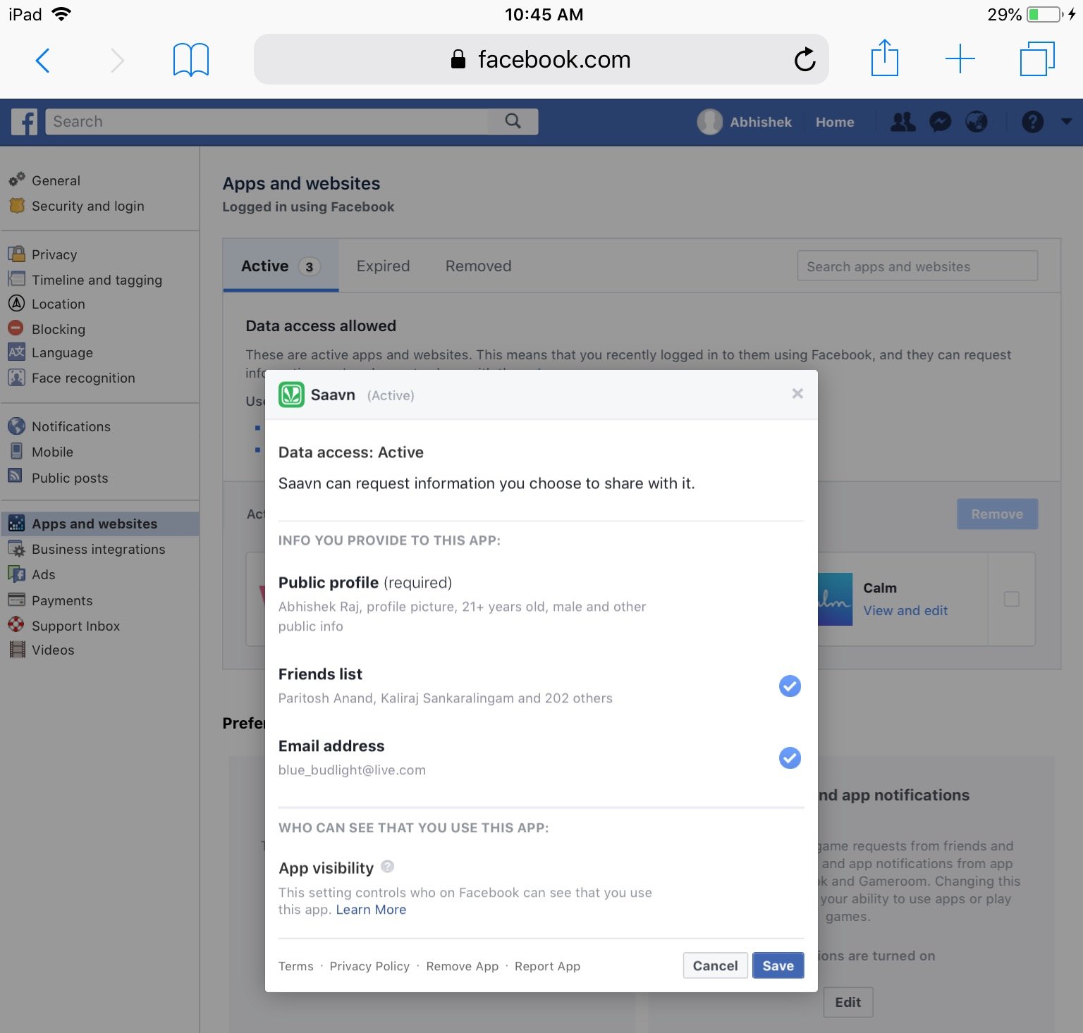 Privacy Review - Facebook Apps and Websites