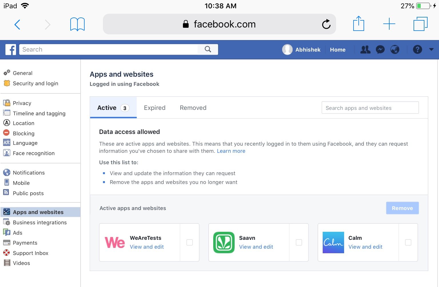 Privacy Review - Facebook Apps and Websites