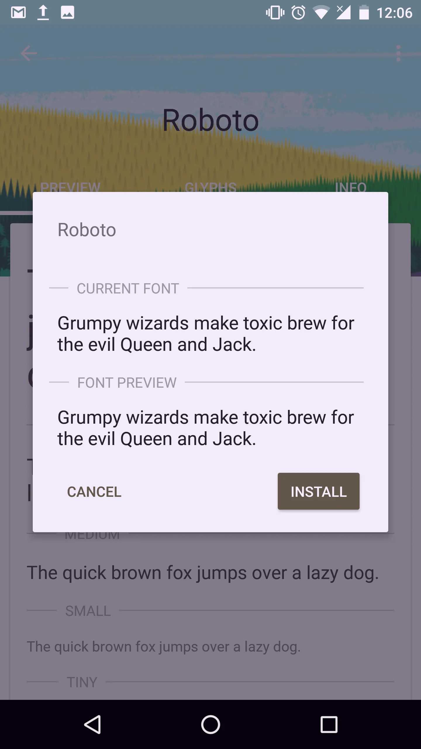 Install default font android