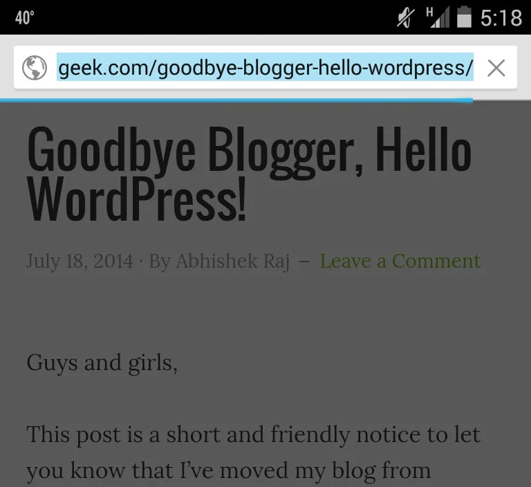 wordpress mobile URL