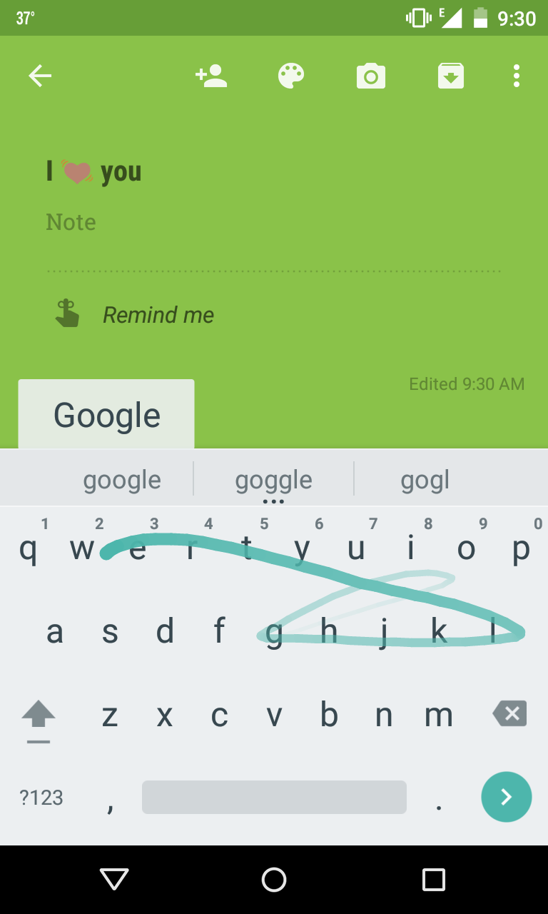 google keep screenshot