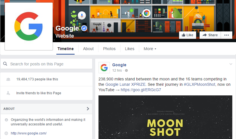 google's facebook page
