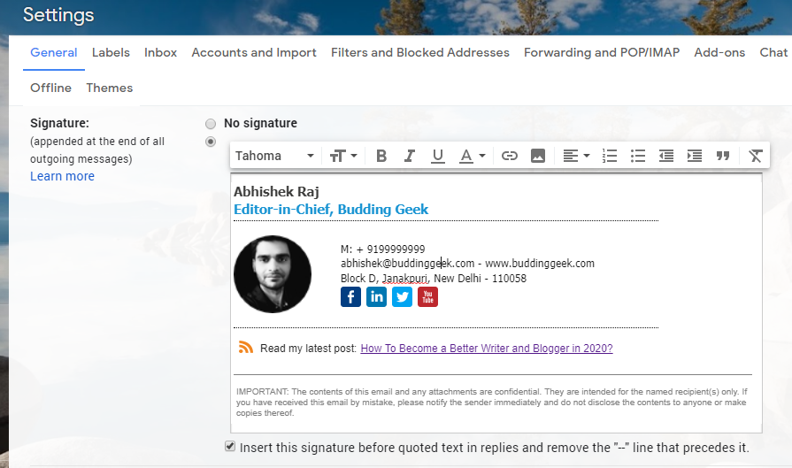 create custom email signature for gmail