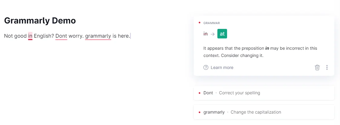 Online proofreading with Grammarly