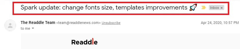 rocket emoji in email subject line