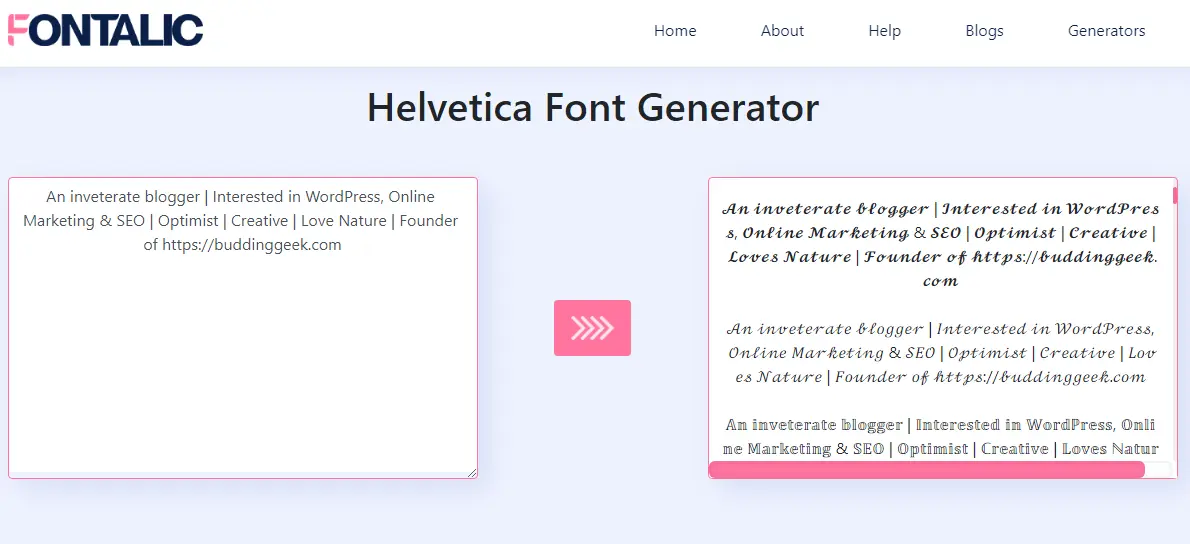 fontalic font generator for instagram