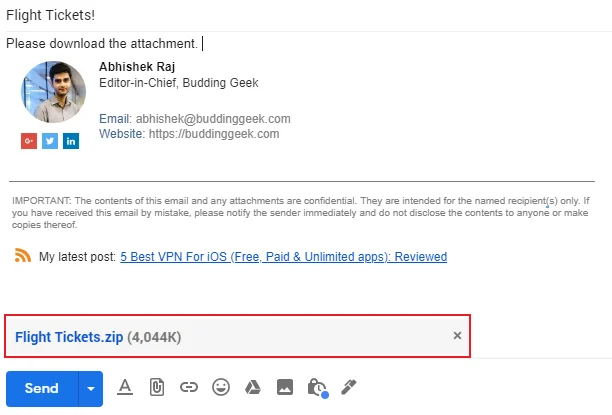 Emailing the folder as .zip file