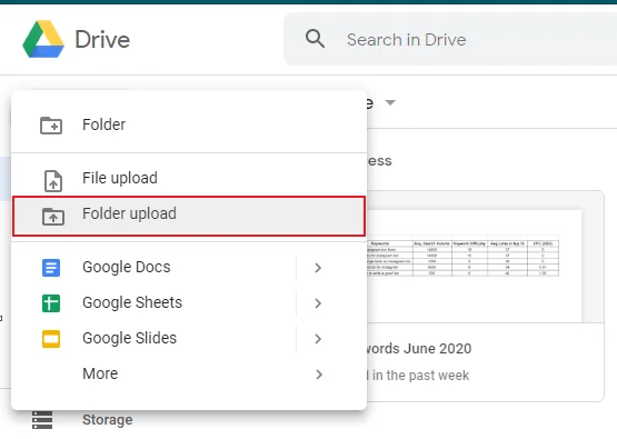 Uploading folder in Google Drive
