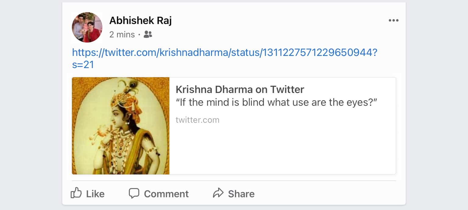 Tweet url pasted in Facebook timeline