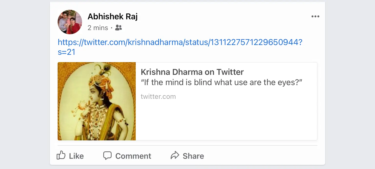 Tweet url pasted in Facebook timeline