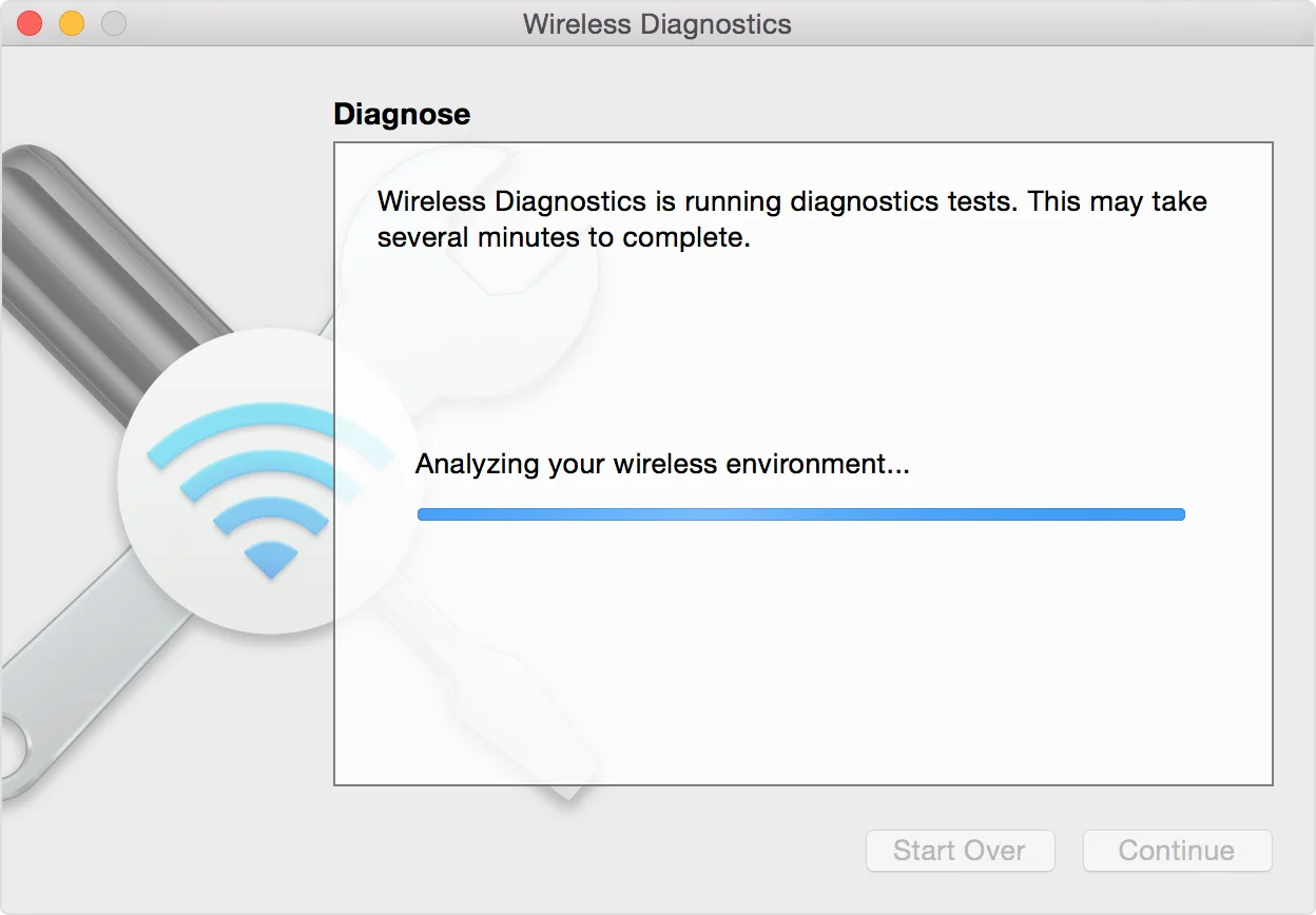 Wireless diagnostics tool in Mac