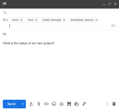creating a group email in gmail without showing the email addresses of the recipients