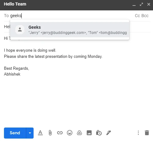 Creating a Group Email in Gmail - illustration