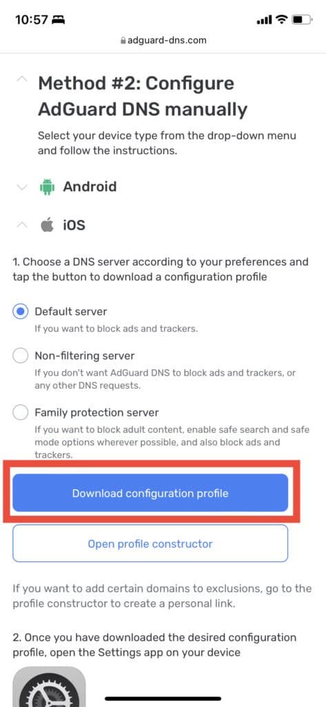 adguard dns ios 14