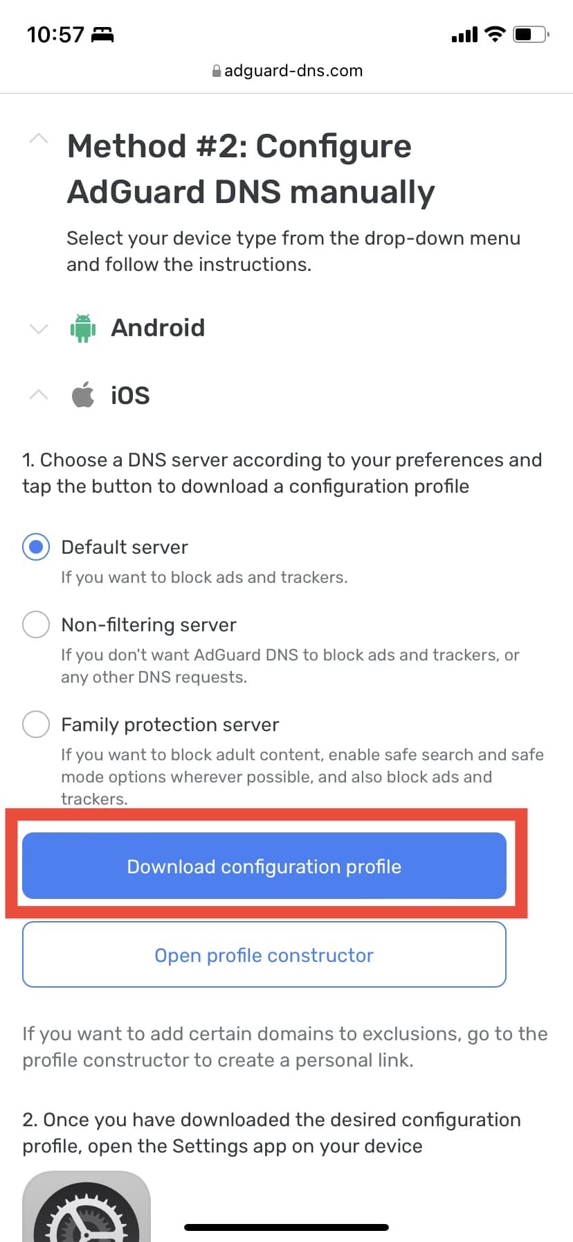 adguard dns profile for iphone