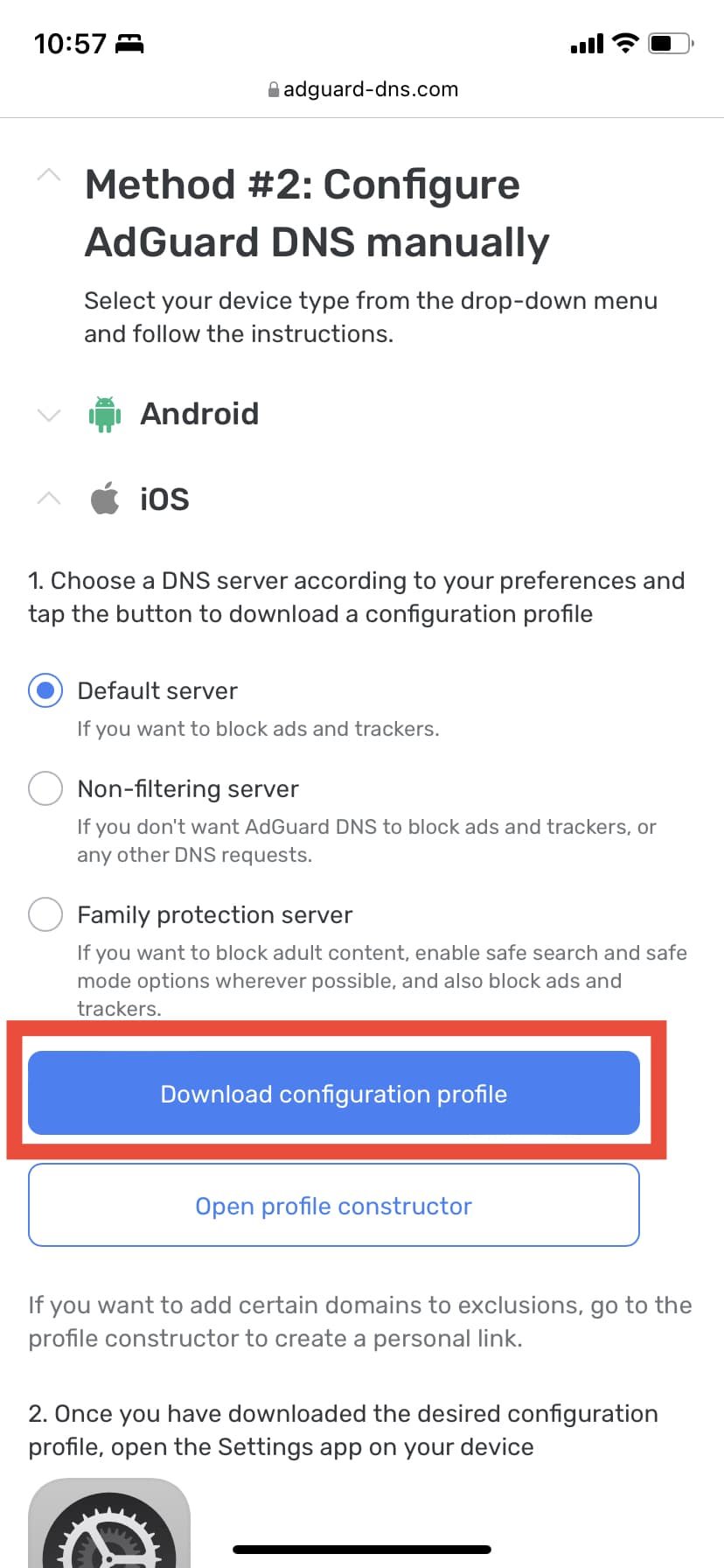 adguard dns profile ios download