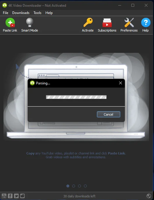 4K video downloader - Pasting the YouTube URL