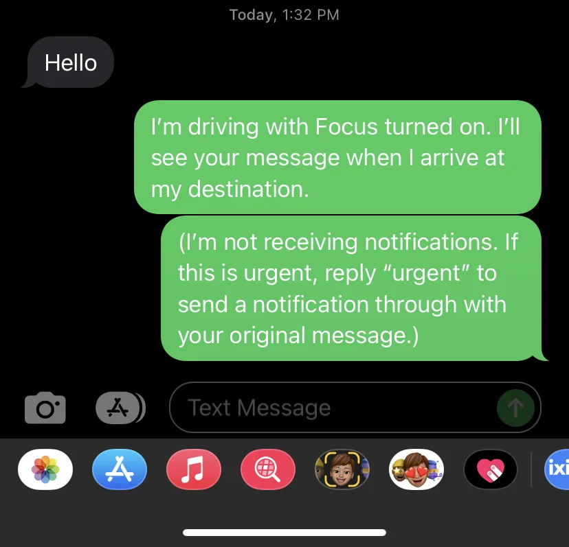 auto reply text message on iPhone