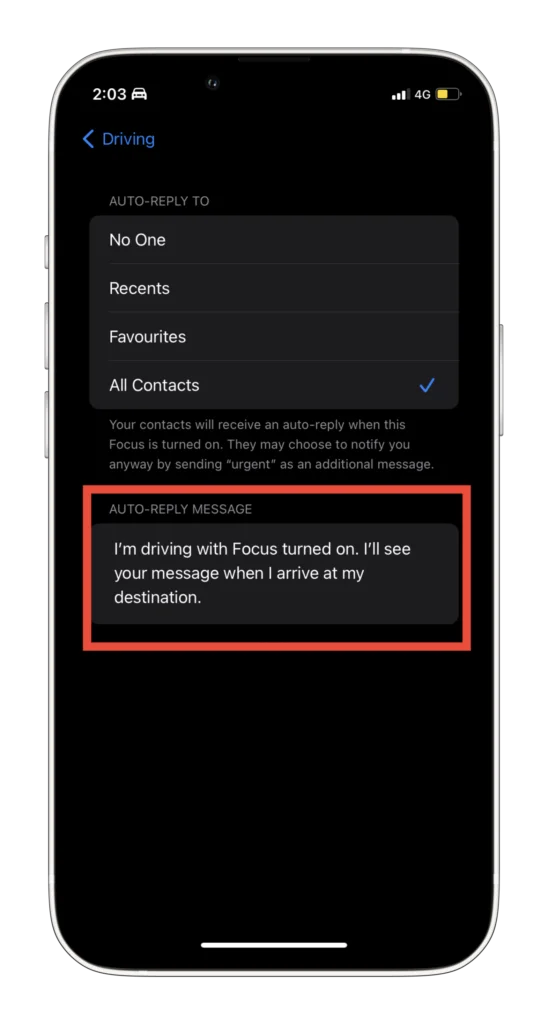 Customize Auto Reply Text Message on iPhone