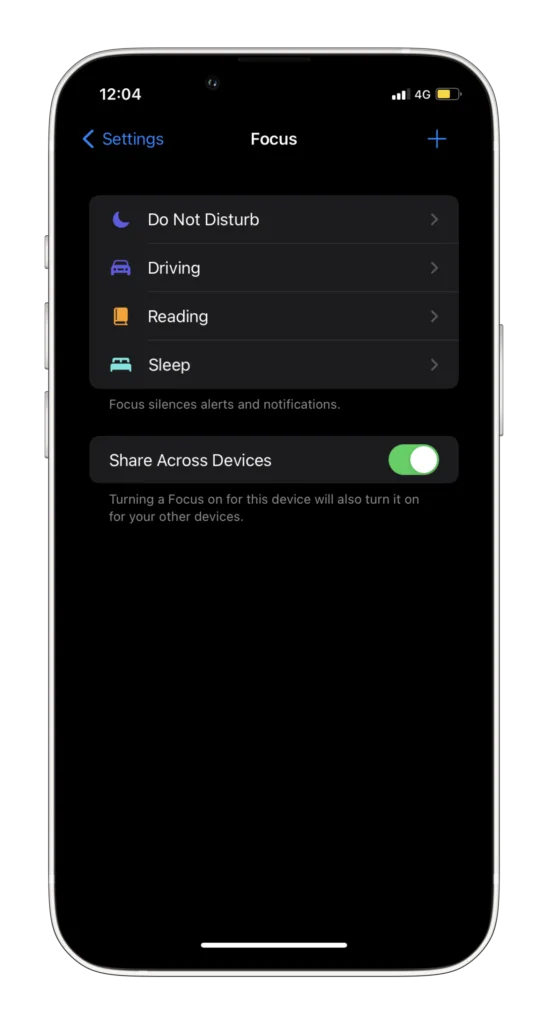 Various types of focus modes in iPhone