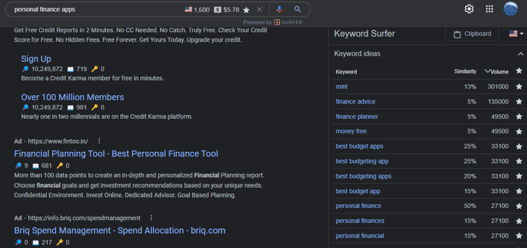 Keyword Surfer Chrome Extension