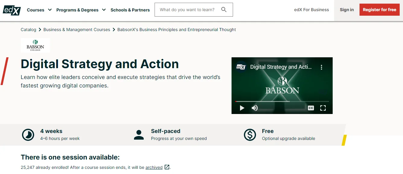 Digital Strategy and Action course on EDX
