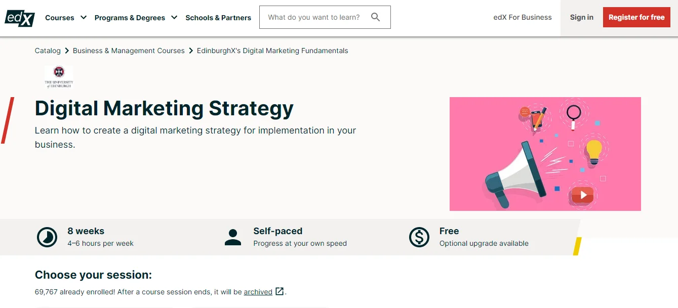 Digital Marketing Strategy course on EDX