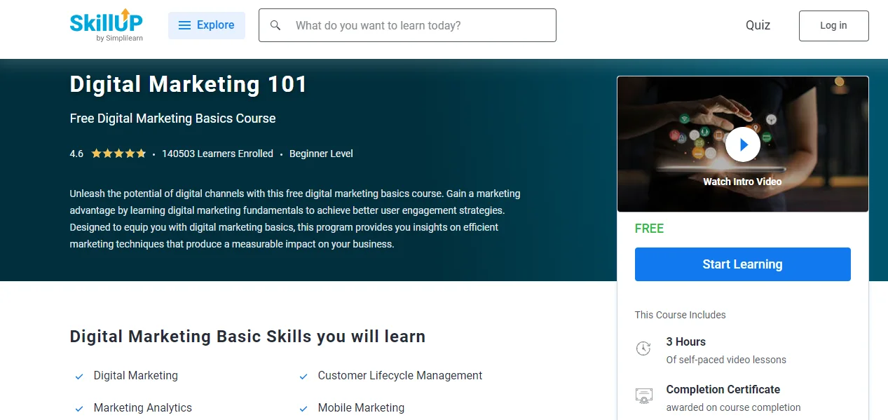 Digital Marketing 101 Course @Simplilearn
