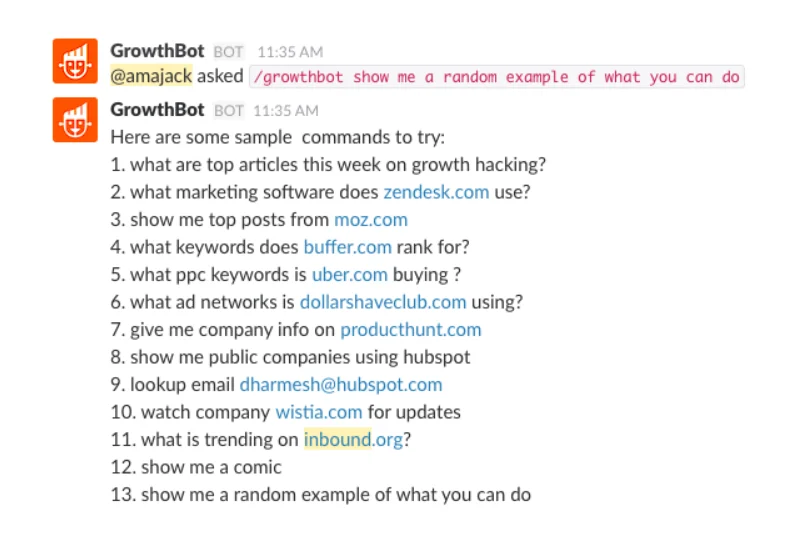 HubSpot's GrowthBot helps with generating leads, finding prospects' contact information, analyzing competitors' websites, and more.