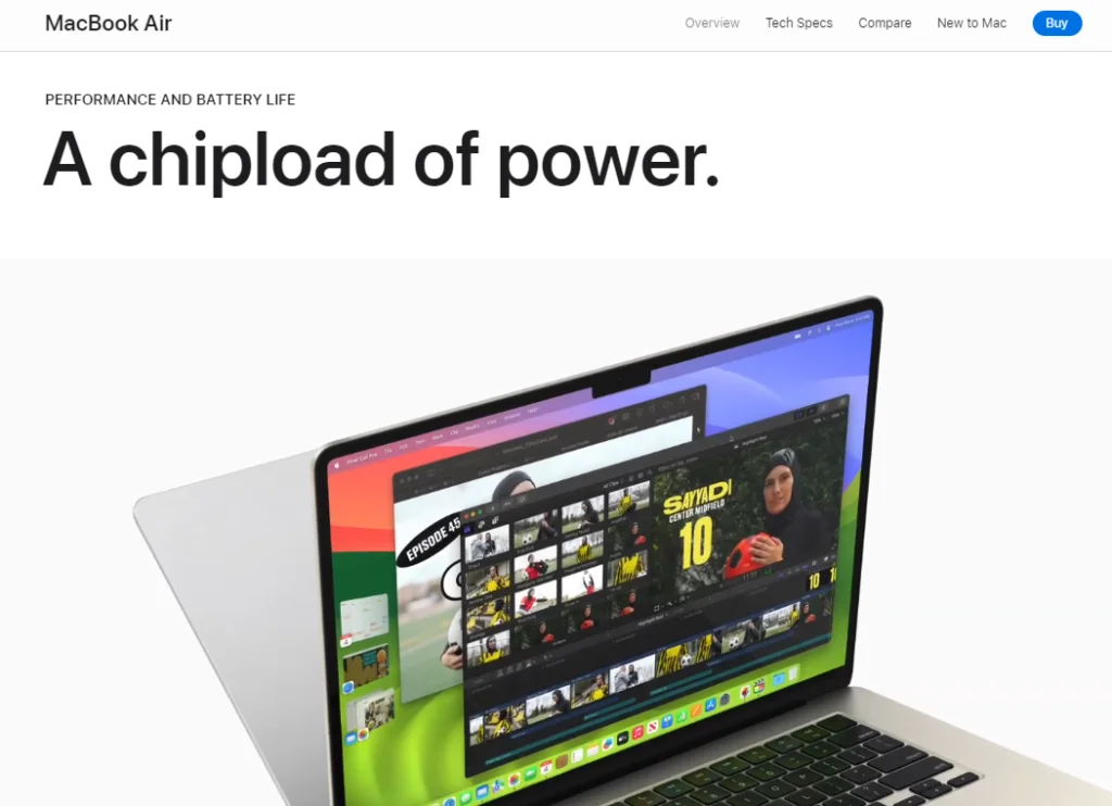 Apple macbook webpage example 